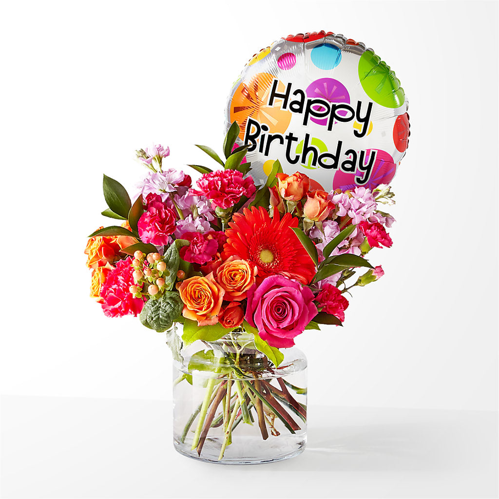 Fiesta Bouquet with Birthday Balloon – MOSER'S SUPERMARKET, Columbia MO