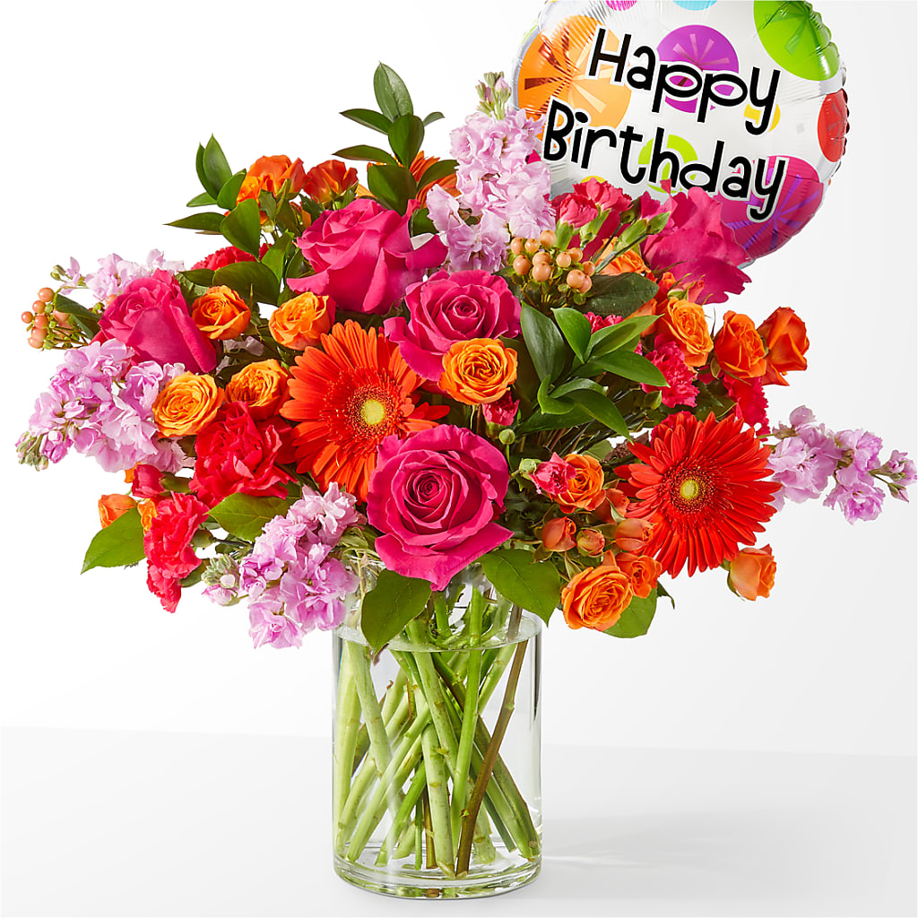 Fiesta Bouquet with Birthday Balloon – MOSER'S SUPERMARKET, Columbia MO