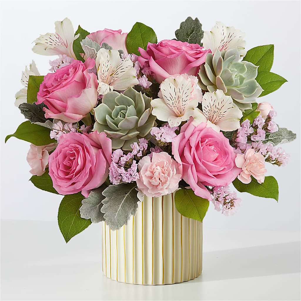 Dusty Rose Bouquet with Ivory Vase – MOSER'S SUPERMARKET, Columbia MO