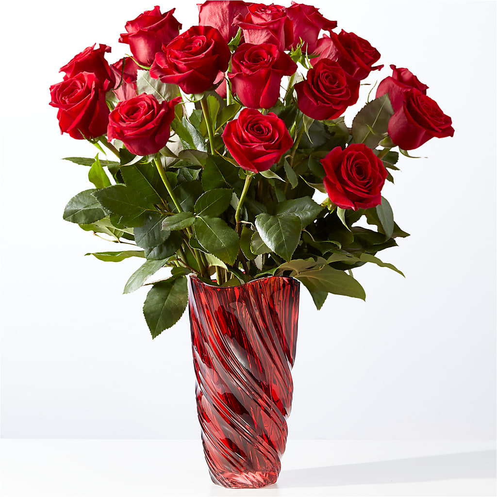 Classic Love Red Rose Bouquet with Luxe Swirl Vase – MOSER'S SUPERMARKET, Columbia MO