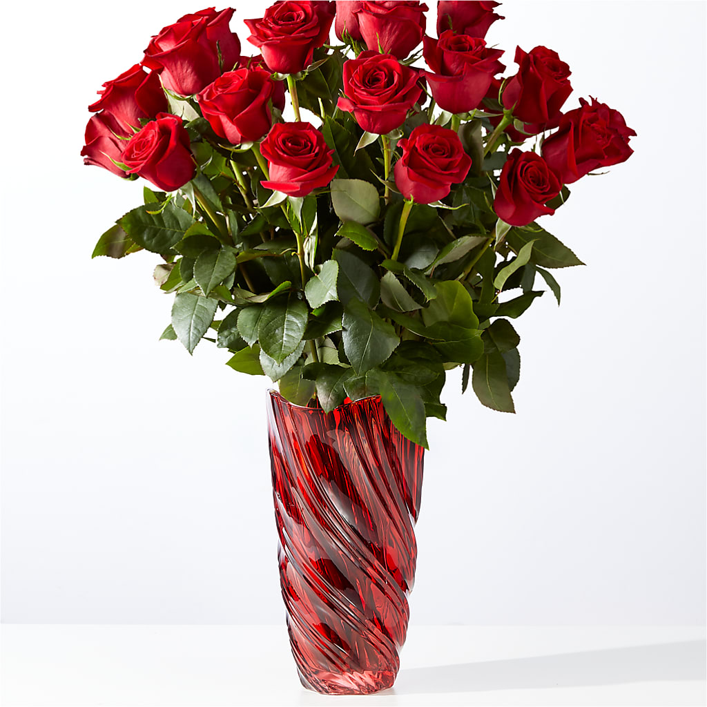 Classic Love Red Rose Bouquet with Luxe Swirl Vase – MOSER'S SUPERMARKET, Columbia MO