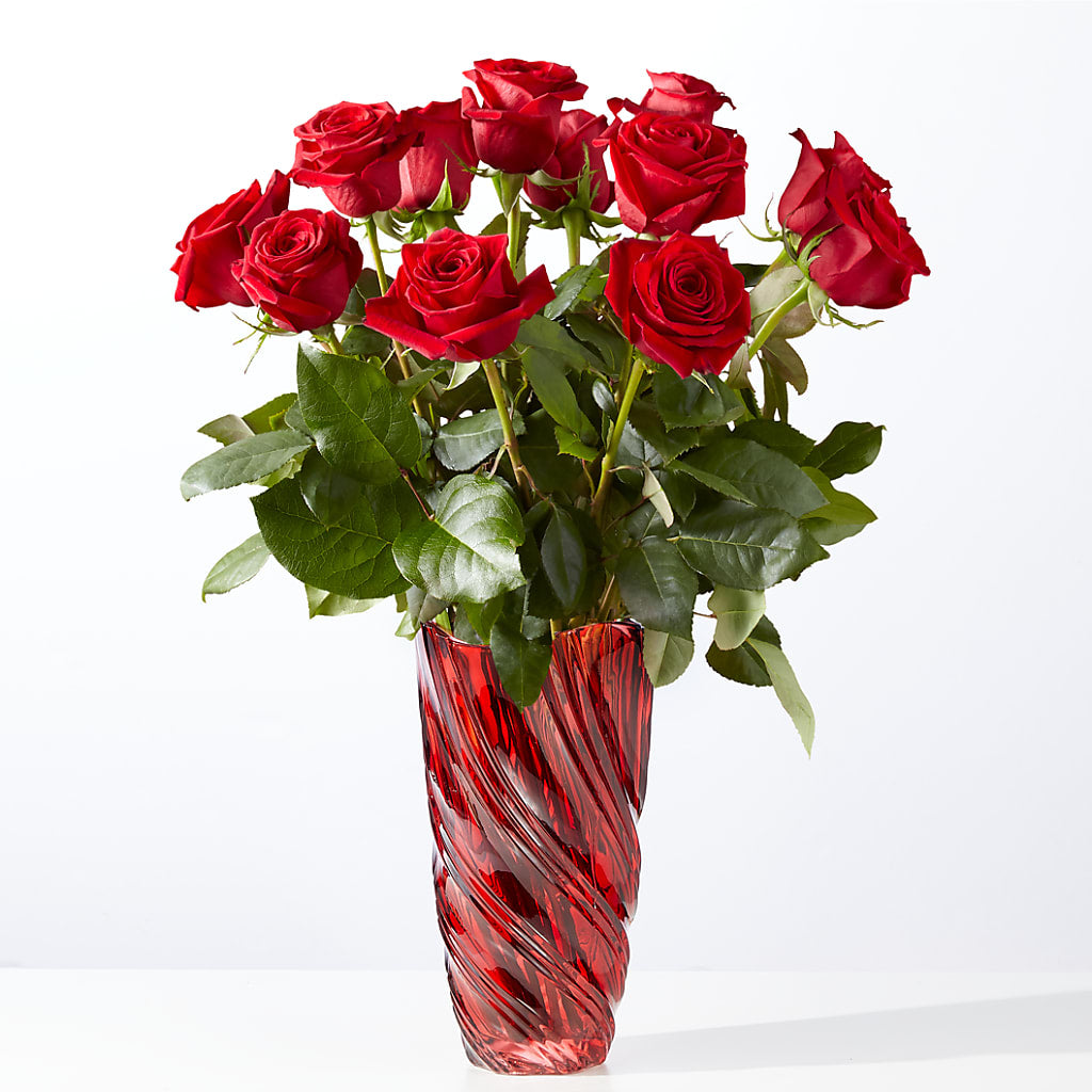 Classic Love Red Rose Bouquet with Luxe Swirl Vase – MOSER'S SUPERMARKET, Columbia MO