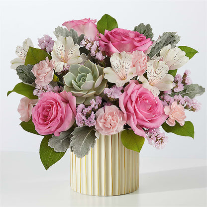 Dusty Rose Bouquet with Ivory Vase – MOSER'S SUPERMARKET, Columbia MO