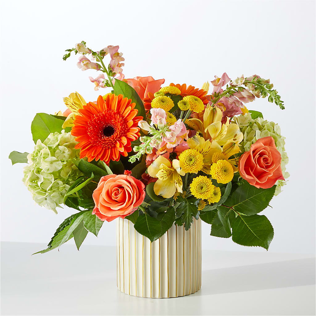 Autumn Sunshine Bouquet with Ivory Vase – MOSER'S SUPERMARKET, Columbia MO
